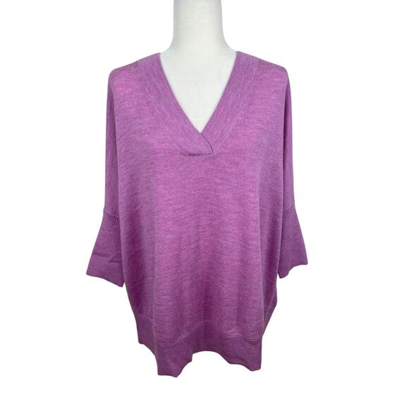 Anthropologie Sweaters - Anthropologie Araminta Pullover Merino Wool V-Neck Sweater Purple Size Medium